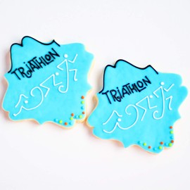 ½ Dz. Triathlon Cookies! Swim, Bike, Run! Birthday Athlete, Bridal Shower Party Favors or Baby Gift!