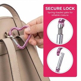Heart Shaped Carabiner Keychain Clip, Lightweight Aluminum Alloy Heavy Duty Star Shaped Keychain Clip Snap Hook with Key Rings for Camping Fishing Outdoor Travel Hiking Traveling(Pink)