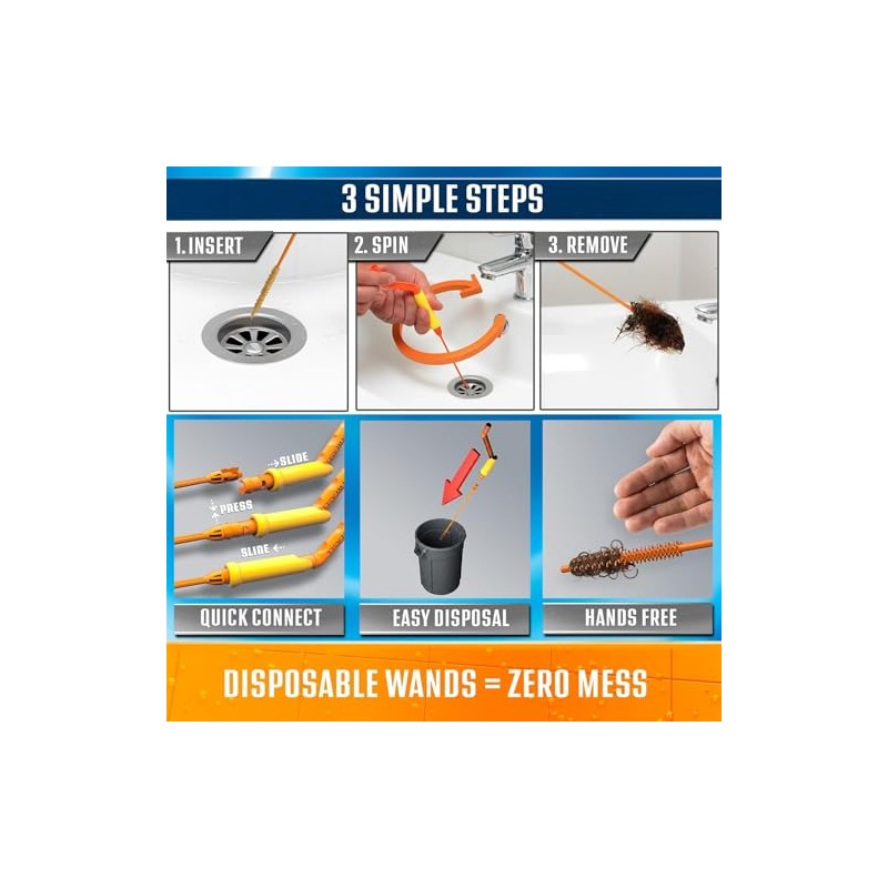 FlexiSnake Drain Weasel - Hair Clog Remover Tool Kit