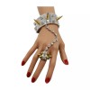 Unbranded Women Silver Metal Hand Chain Gold Spikes Bracelet Ring
