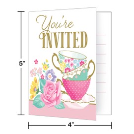 Creative Converting 340144 Floral Tea Party Foldover Invitation