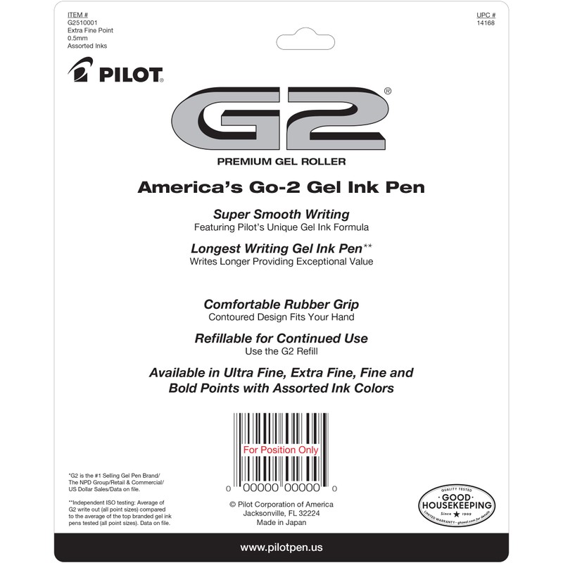 Pilot G2 Premium Retractable Gel-Ink Rolling Ball Pens, Extra Fine