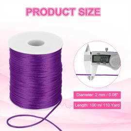PATIKIL 2mm x 110 Yard Nylon String Cord Beading Satin String Knotting Cord Twine Thread for Jewelry Making Chinese Knotting Necklaces Macrame DIY Craft, Red-Violet