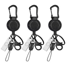DELSWIN Heavy Duty Retractable Keychain, Badge Holder Retractable Clip, Badge Reel Key Chain with 28.5”Steel Cord, Key Ring, Lobster Claw Clasp & Phone Tether, Bearing 10.0 oz (3 Pack)