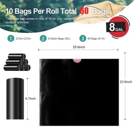 Ann Katy Portable Toilet Bags Drawstring 8 Gallon ，Camping Toilet Bags Toilet Trash Bags Leak-Proof, Waste Bags for Camping, Hiking, Traveling,Emergency, Outdoor Activities
