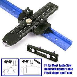Thin Rip Jig Table Saw Jig Guide for Making Repetitive Narrow, Thin Strip Cuts Woodworking Tools, Fits for 3/8" x 3/4" T Slot Fast Thin Ripping Guide for Table Saw Band Saw Router Table