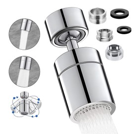 DUNSOO Tap Attachment, 360 Degree Tap Attachment Swivel in Chrome Tap Attachment with M22 or M24 with Two Jet Types for Kitchen/Bathroom