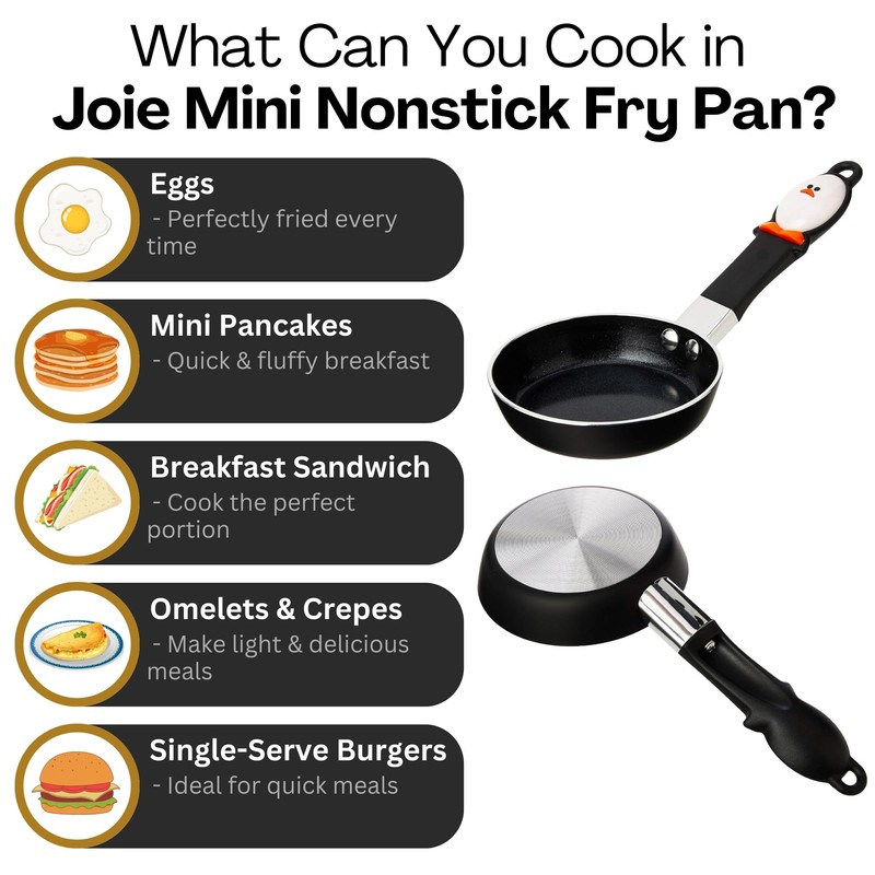 Joie Mini Egg Frying Pan, Small Nonstick Skillet, Heat-Resistant Handle,