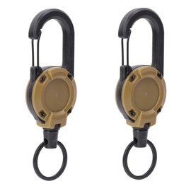 YFFSFDC Key Bag Reel Key Holder with Carabiner, Reel Strap, Metal Wire, Durable, Maximum Stretchable 23.6 inches (60 cm), Stretchable, Lost Prevention, Ideal for Fishing and Climbing, Yellow Set of 2