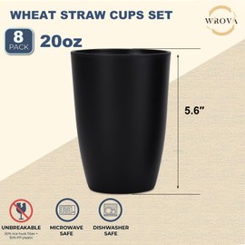 Wheat Straw Cups 8 PCS Good Alternative to Plastic Reusable Cups 20 oz Unbreakable Drinking Cup Reusable Dishwasher Safe Water Plastic Glasses Classic Series