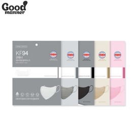 GOOD MANNER KF94 2D Color Mask 100ea(5ea*20packs), Color#$%Size:Black-M