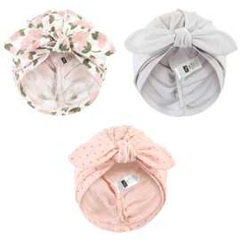 Hudson Baby Hudson Baby Baby Girls Turban Cotton Headwraps, Pink Peony, One Size