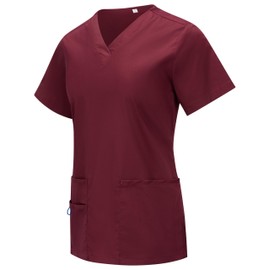 Ousafeve Women's V-Neck Scrub Top with 3 Pockets – Comfortable, Durable, Stretch Medical Uniform