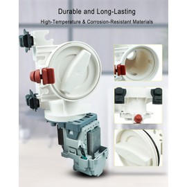 Replace 280187 8181684 AP3953640 Drain Pump Filter Assembly Fit for Whirlpool Maytag Kenmore Duet Epic HE Series Front Load Washer, 120V 0.95A 0.70W 60Hz Washing Machine Drain Pump Assembly