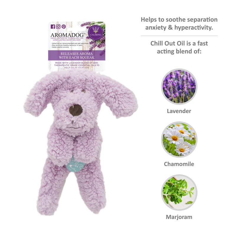 AROMADOG Rosewood Calm Fleece Flattie Dog Toy, with Calming Lavender