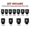 CASOMAN 11PCS 1/2-Inch Drive Large Impact Socket Set, 6 Point,