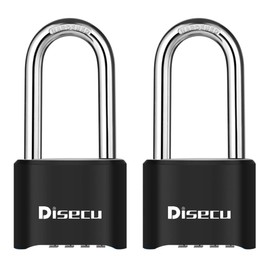 Disecu Heavy Duty 4 Digit Combination Lock 2.5 Inch Long Shackle Outdoor Waterproof Padlock for School Gym Locker, Gate, Hasp Storage, Toolbox, Fence, Case, Bike (Black, 2 Pack)