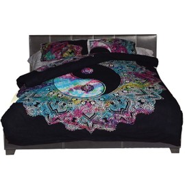 Exclusive Duvet Cover Ying Yang Tie Dye Mandala Doona Cover Indian Cotton Quilt Cover Urban Duvet Blanket Cover Throw Queen Size Bedspread