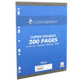 Conqueror A4 Punched Papers Double 200 Pages 70 g large squares Seyès
