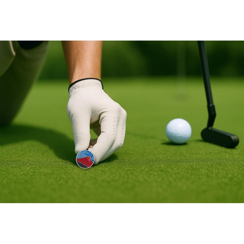 ゴルフマーカー 両面デザイン 葛飾北斎 神奈川沖浪裏 赤富士 32mm マグネット式 ハットクリップ付き コンペ 景品