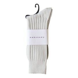 Harusaku Men's Classic Rib Socks, 1 Pair Set, Made in Japan, Formal, Business, Casual, Sports, Cotton, All Year Round, mist white