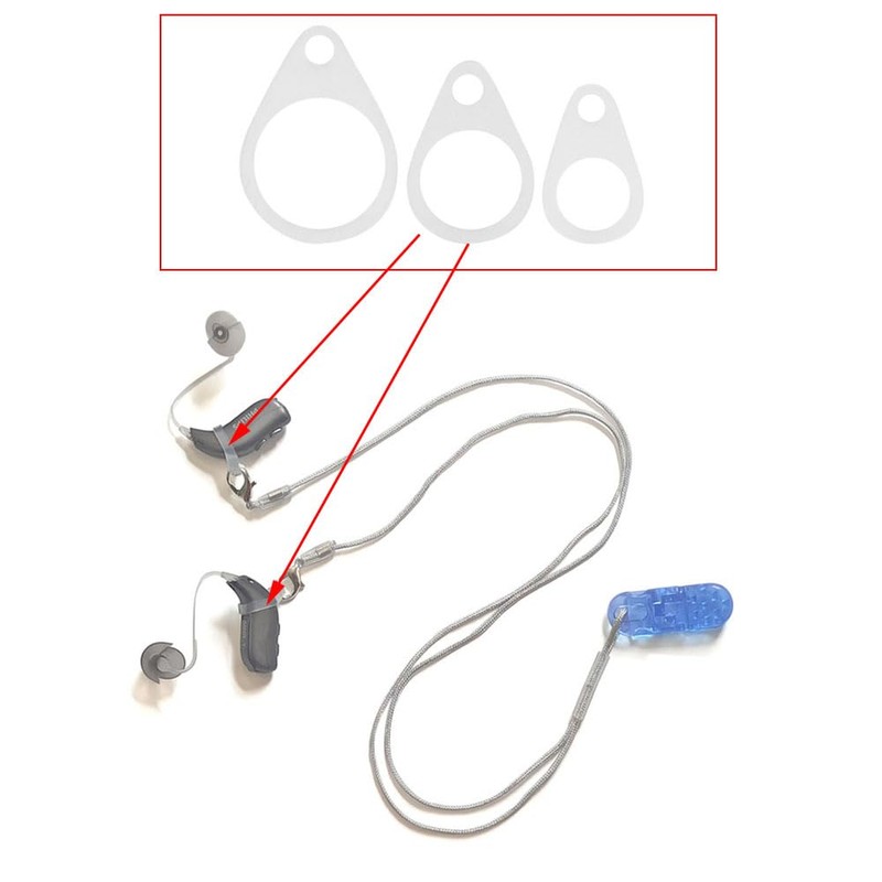 DeaHea 6 Pack Hearing Aid Clip Loops Rubber Holster O-Ring