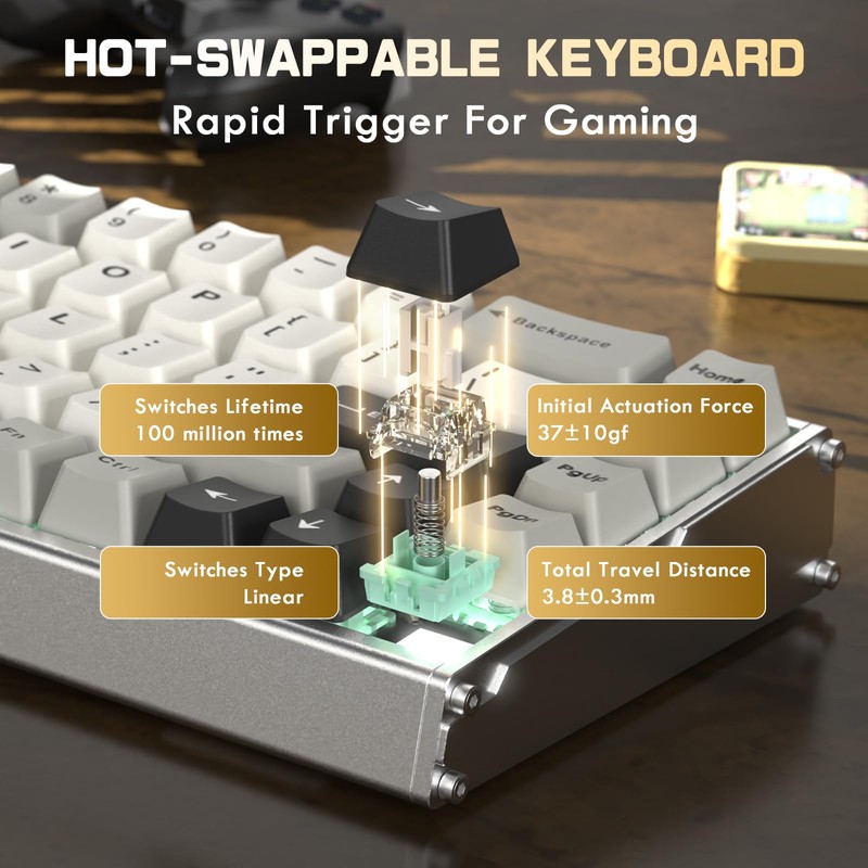 ATTACK SHARK X68MAX HE 60% Wired Magnetic Switch Keyboard,Full Aluminum