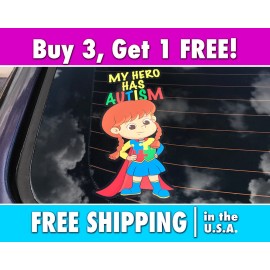Avery Dennison Autism Girl Sticker My Hero Has Autism Sticker Decal Bumper Sticker Puzzle