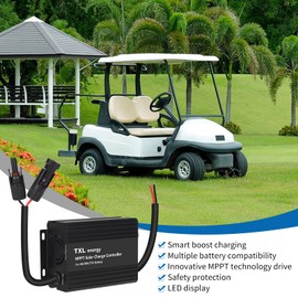 TXL 12A MPPT Solar Charge Controller for Solar Boost Charging, Compatible with 48V/60V/72V Lead-Acid, LiFePO4, Gel, Flooded Battery, for Golf Cart, Solar Panel, Off-Grid, Electric Vehicles