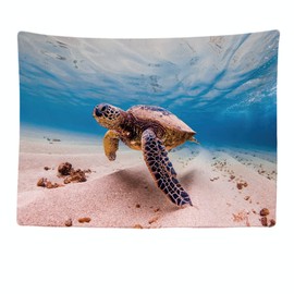 Ulticool - Turtle Ocean Sea Aquarium Island Beach - Tapestry - 200 x 150 cm - Large Tapestry - Poster Decoration - Wallpaper - Room Divider Curtain
