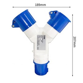 NIYATA 1 Pcs Caravan Hook Up Cable 16 Amp Splitter, 16 Amp Splitter, Caravan Hook Up Socket, Industrial Socket Connector, Caravan Connectors, Multifunctional Industrial Socket One in Two Out (Blue)