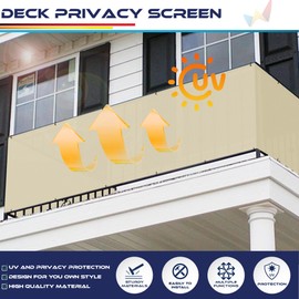 Windscreen4less 3'x15' Deck Balcony Privacy Screen Fence Apartment Balcony Mesh Screen with Zip Ties Chain Link Fence Cover UV Protection for Outdoor Patio Backyard Pool Porch Railing, Beige
