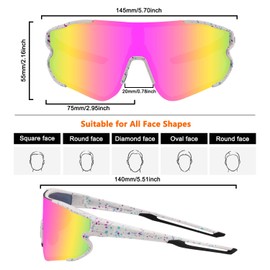 Eninedeuisou Sunglasses Cycling Glasses TR90 Frame for Men Women UV 400 Protection Protective Glasses MTB Sports Glasses for Outdoor Sports Cycling Driving Running Baseball (Pink)