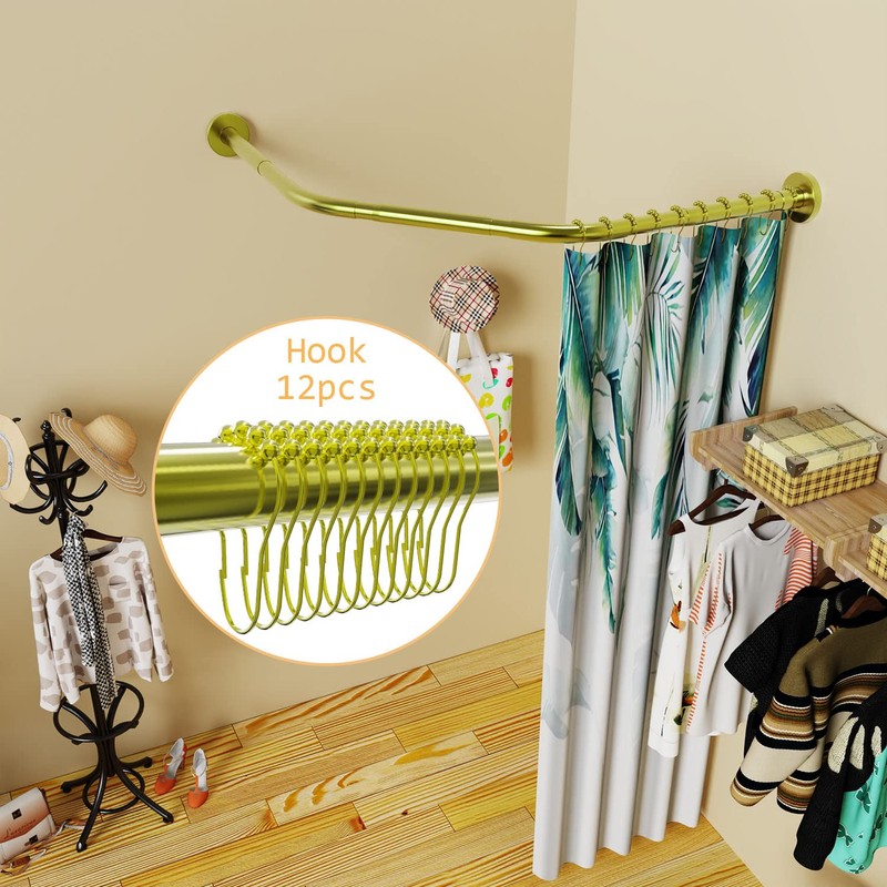 Diamond Shaped Shower Curtain Rod (Both Sides: 17"-25.6",Middle:20"-26) Stretchable True