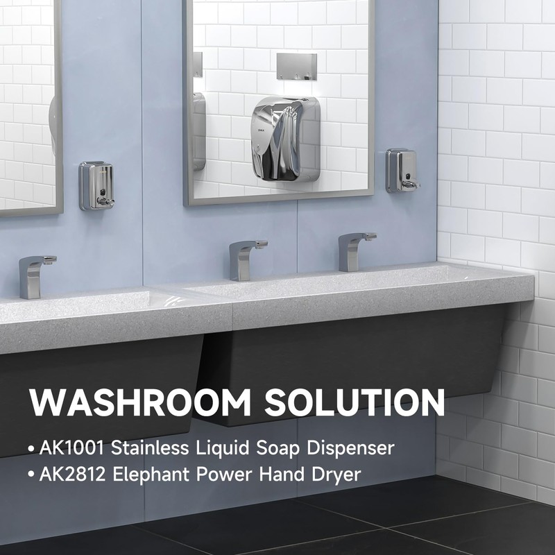 AIKE Polished Stainless Steel Wall Mount Pump Soap Dispenser Polished