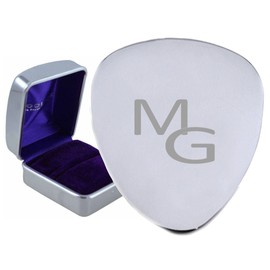 Monogrammed 2 Initials Steel Guitar Plectrum Pick Engraved in Box