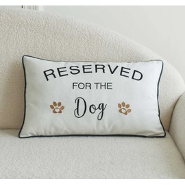DECOPOW Embroidered Throw Pillow Cover,Lumbar Pillow Cover with Funny Reserved for The Dog 12X20 inches,Cover Only