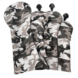 Set of 4 Camo Headcovers for DR (460cc Compatible), FW2, UT1, 4 Colors to Choose (Black)