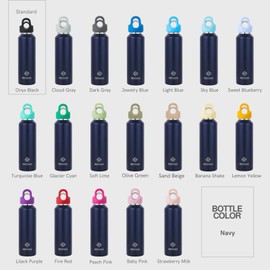 【REVOMAX Official】Sold Separately Cap 20 oz 592 ml Carbonated Compatible Stainless Steel Bottle 18 Hours Keeps Warm 36 Hours Keeps Cool Vacuum Insulated Water Bottle Gift RevoMax (Navy)