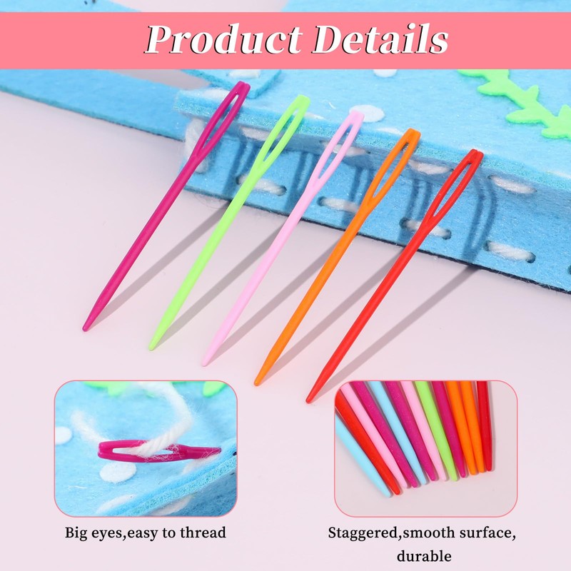 60 Pcs Plastic Sewing Needles Plastic Needles for Kids Large