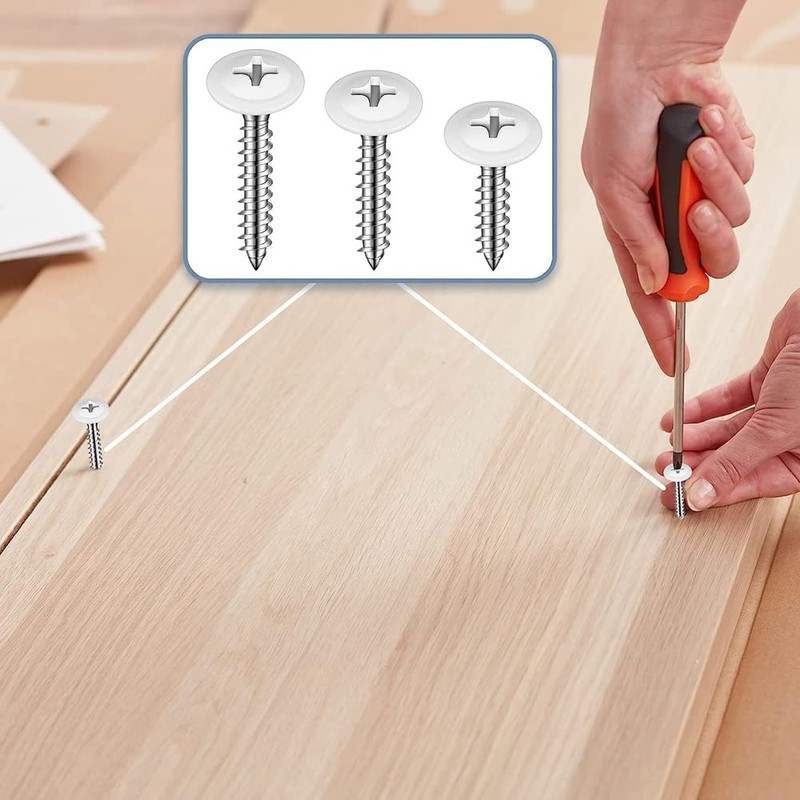 Wisyurt White Screws Off, White Sheet Metal, Thread, Round Head,