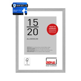 DEHA Design Tribeca Photo Frame 15 x 20 cm Aluminium Matt Silver Photo Frame for Portrait and Landscape Format Shatterproof Artificial Glass