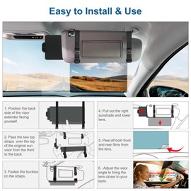 Veharvim Sun Visor Extender for Car (Polarized, UV400, PC Lens, Side Sunshade, Straps&Adjusters), Car Visor Extender Sun Blocker, Visor Extender Attachment, Anti-Glare for Safe Driving(Passenger Side)