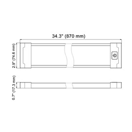 Raycharm RV Trailer Interior LED Scene Light 34.3" x 2.9", 6000K Cool-White Even Diffused Beam, High Light-Output Low Ampere, Compact for Limited Space Mount, 12V/24V DC, On/Off Touch Switch, 1-Pack