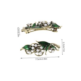 Veemoon Elegant Metal Hair Clip with Celtic Design - Green Leaf and Pearls - Rhinestone Decoration Non-Slip Hair Clip for Stylish Accents in Vintage Look