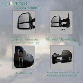 Towing Mirror Compatible with 2015-2020 Ford F150 F-150 Pickup Truck with Turn Signal Lights,Smoke Lens Signal (22 Pin)