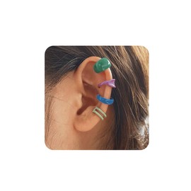 4pcs Trendy Resin Lightweight Colorful Y2k Ear Cuff Multicolor Indie Clip Earrings Dome Dripping Oil Metal C-shaped Ear Clip for Women Aesthetic Jewelry-4Pcs