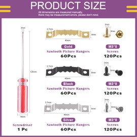 Swpeet 540Pcs Sawtooth Picture Frame Hanging Hangers Double Hole with Screws and Screwdriver, for Home Decoration Creative Picture Frame Hanging (Mixed Color)