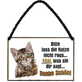 Tin Signs Funny Saying "Bitte Lass die Katze Nicht Raus " Decorative Hanging Sign Door Sign Metal Sign Entrance Sign Gift Idea for All Cat Owners or Cat Fans 18 x 12 cm