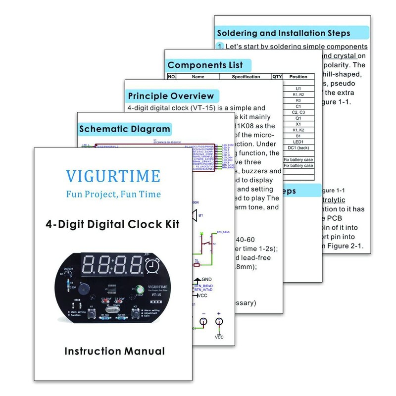 4-Digit Digital Clock Soldering Project Kit for Learning Practicing Teaching
